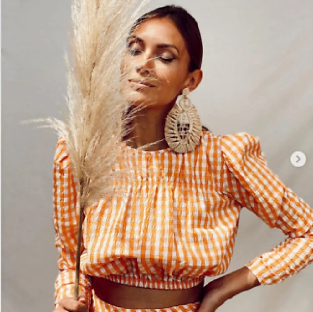 NWT Zara Size S Yellow Gingham Puff Sleeve Top